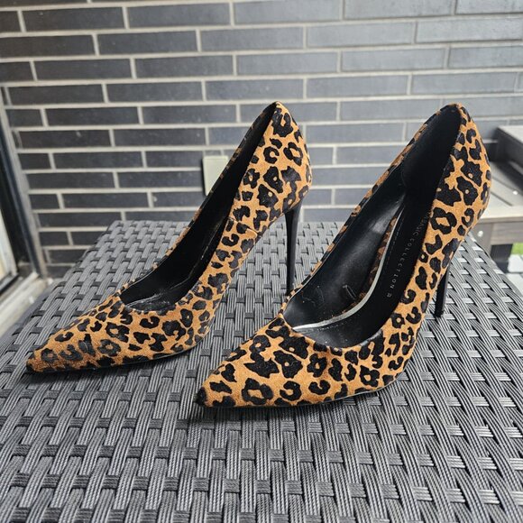 Zara Leopard Print High Heels Pointed Toe Stilettos Sexy Velvet Suede Size 37 - Picture 4 of 10